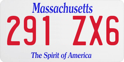 MA license plate 291ZX6