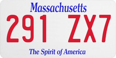 MA license plate 291ZX7