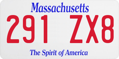 MA license plate 291ZX8
