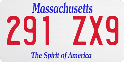 MA license plate 291ZX9