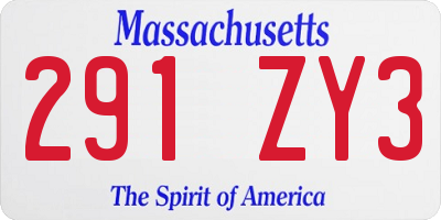 MA license plate 291ZY3