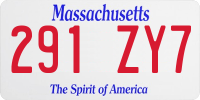 MA license plate 291ZY7