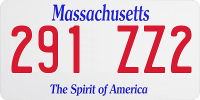 MA license plate 291ZZ2