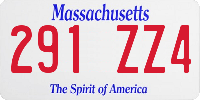 MA license plate 291ZZ4