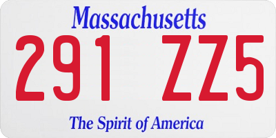 MA license plate 291ZZ5