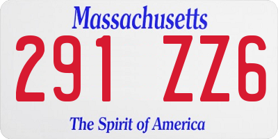 MA license plate 291ZZ6