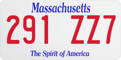 MA license plate 291ZZ7