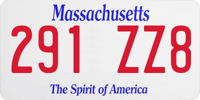 MA license plate 291ZZ8