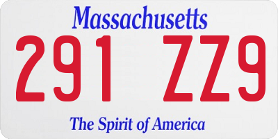 MA license plate 291ZZ9