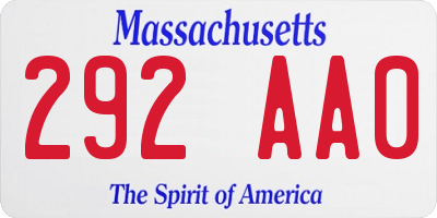 MA license plate 292AA0