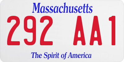 MA license plate 292AA1