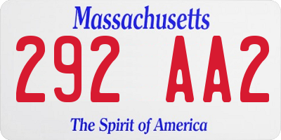 MA license plate 292AA2