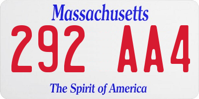 MA license plate 292AA4