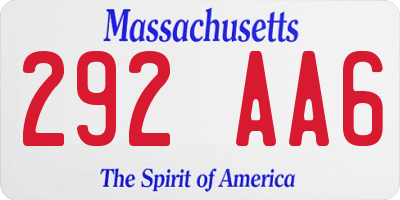 MA license plate 292AA6