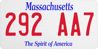 MA license plate 292AA7