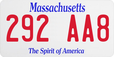 MA license plate 292AA8