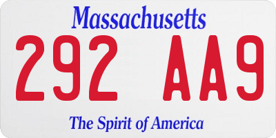 MA license plate 292AA9