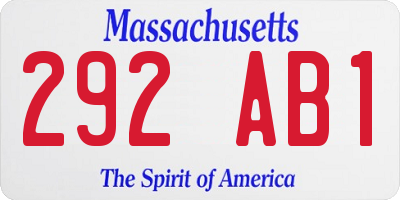 MA license plate 292AB1