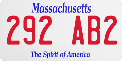 MA license plate 292AB2