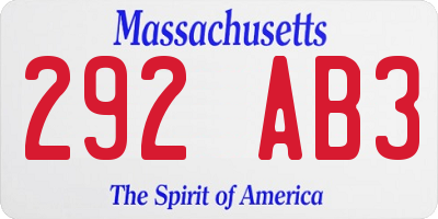 MA license plate 292AB3