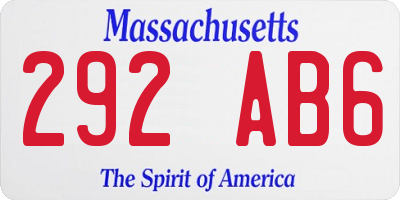 MA license plate 292AB6