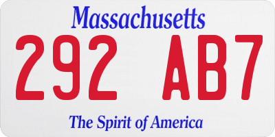 MA license plate 292AB7