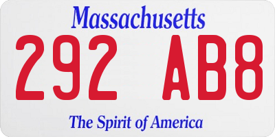 MA license plate 292AB8