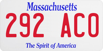 MA license plate 292AC0