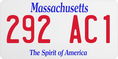 MA license plate 292AC1