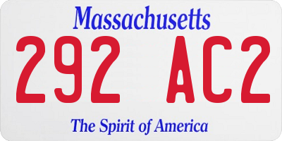 MA license plate 292AC2