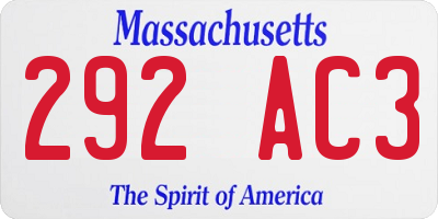 MA license plate 292AC3