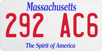 MA license plate 292AC6