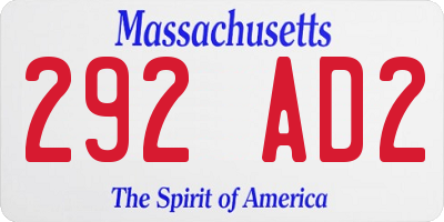 MA license plate 292AD2