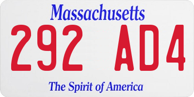 MA license plate 292AD4