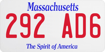 MA license plate 292AD6