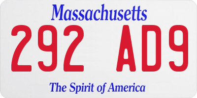 MA license plate 292AD9