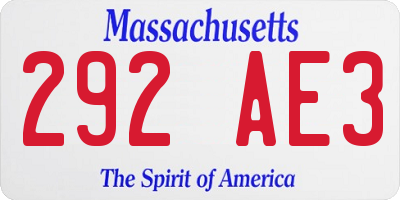 MA license plate 292AE3