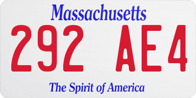 MA license plate 292AE4