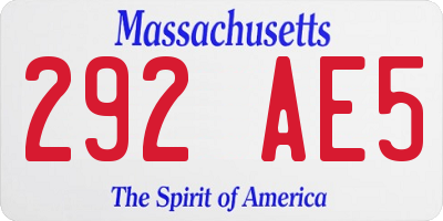 MA license plate 292AE5