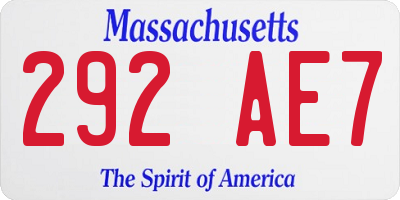 MA license plate 292AE7