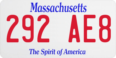 MA license plate 292AE8