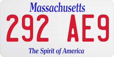MA license plate 292AE9