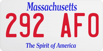 MA license plate 292AF0