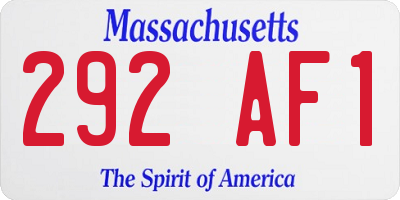 MA license plate 292AF1