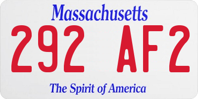 MA license plate 292AF2