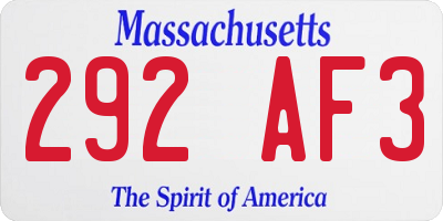 MA license plate 292AF3