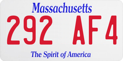 MA license plate 292AF4