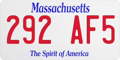 MA license plate 292AF5