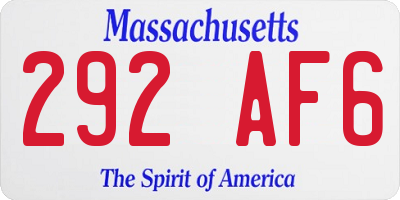 MA license plate 292AF6
