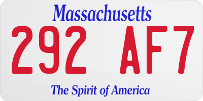 MA license plate 292AF7